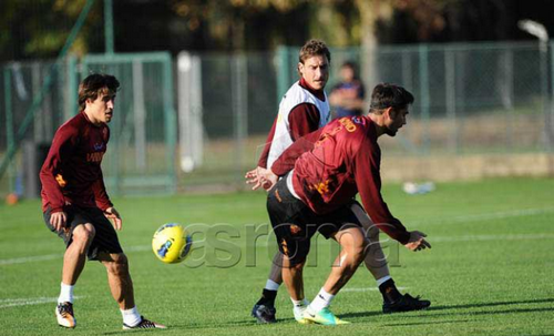 Totti Bojan Borriello allenamenti Trigoria asroma