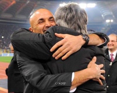 Spalletti Ancelotti abbraccio