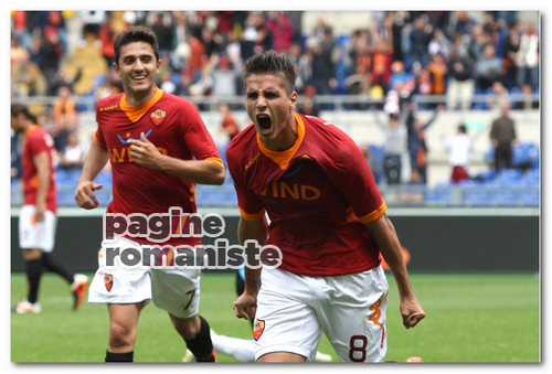 Lamela Marquinho esultanza Roma-Novara PR