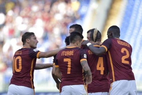1roma-sassuolo-esultanza gol salah totti iturbe rudiger