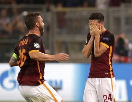 roma-barcellona-florenzi derossi gol esultanza