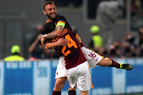 roma-barcellona-florenzi derossi esultanza gol