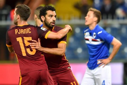 roma-sampdoria-salah pjanic gol esultanza