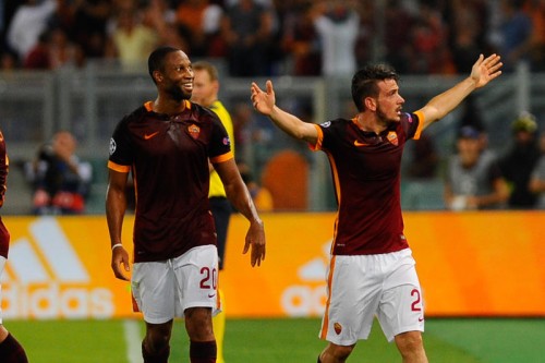 roma-barcellona-florenzi gol esultanza keita