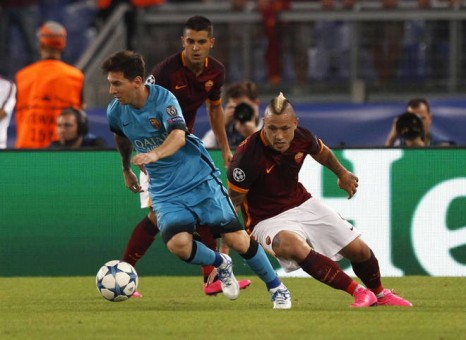 roma-barcellona-messi nainggolan