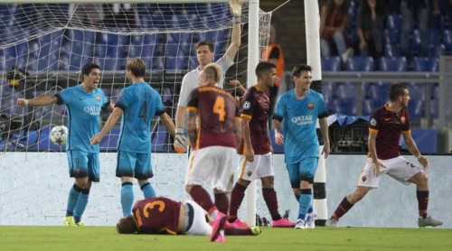 roma-barcellona-suarez gol digne fallo