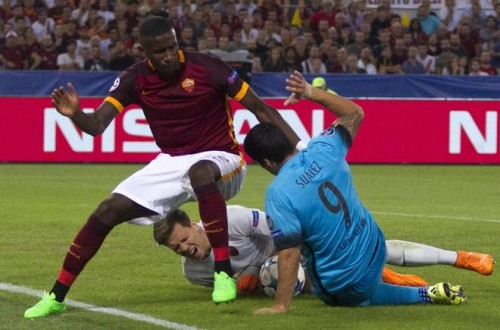 roma-barcellona-suarez rudiger szczesny infortunio