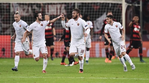 bayer-roma-derossi pjanic florenzi nainggolan gol esultanza