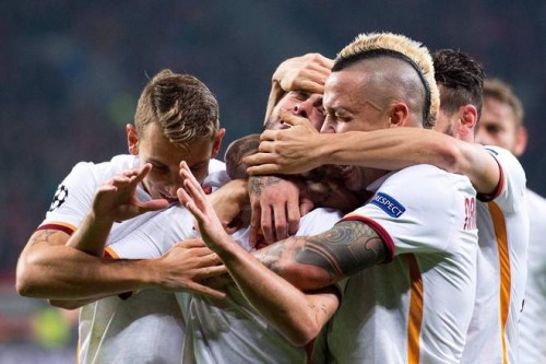 bayer-roma-pjanic digne nainggolan gol esultanza