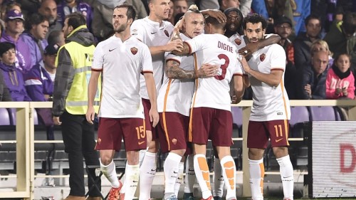 fiorentina-roma-gervinho digne salah dzeko nainggolan pjanic gol esultanza