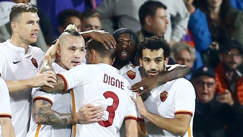 fiorentina-roma-salah gervinho gol esultanza digne nainggolan dzeko