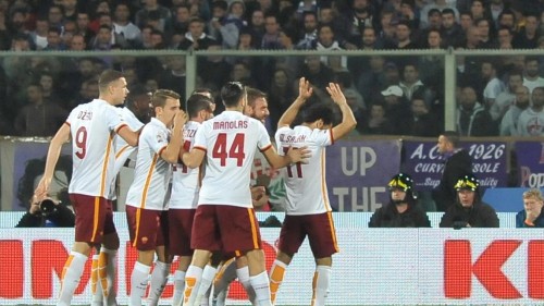 fiorentina-roma-salah gol esultanza manolas derossi digne dzeko
