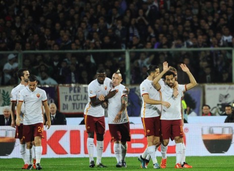 fiorentina-roma-salah manolas nainggolan rudiger florenzi gol esultanza
