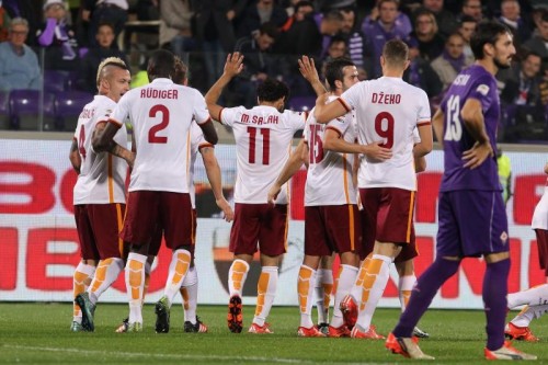 fiorentina-roma-salah rudiger dzeko pjanic nainggolan gol esultanza