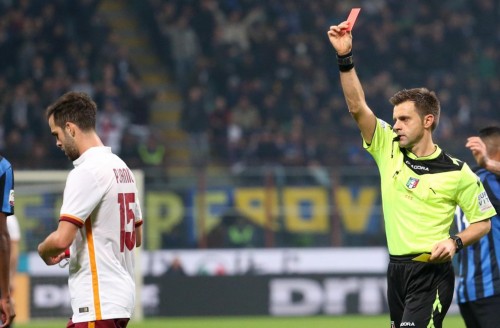inter-roma-pjanic rizzoli rosso espulsione