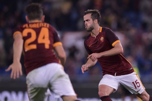 roma-empoli-pjanic florenzi gol esultanza