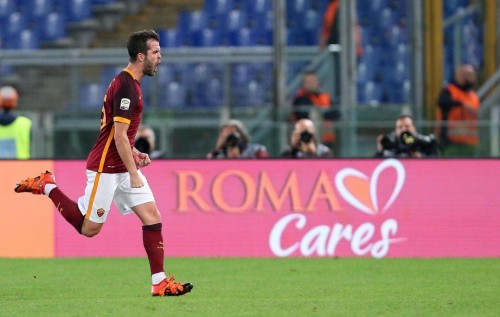 roma-empoli-pjanic gol esultanza
