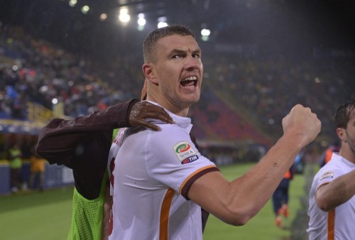 bologna-.roma-dzeko gol esultanza