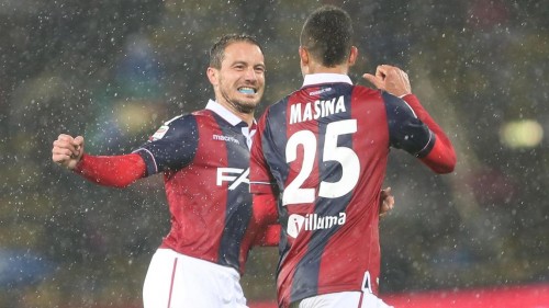 bologna-roma-masina brighi gol esultanza