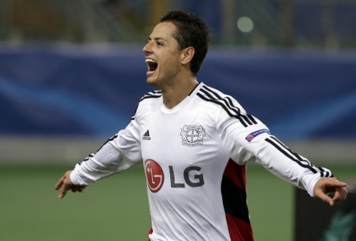 roma-bayer-chicharito hernandez gol esultanza8