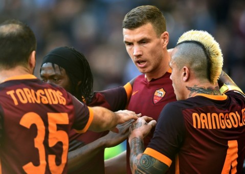 roma-lazio-dzeko nainggolan torosidis gervinho gol esultanza
