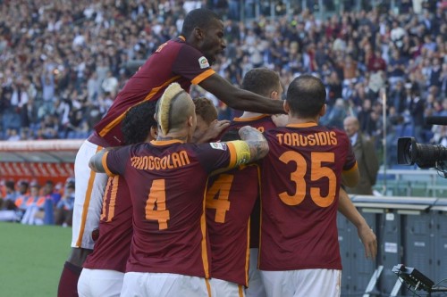 roma-lazio-dzeko salah nainggolan torosidis rudiger gol esultanza
