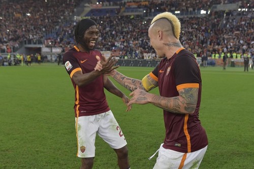 roma-lazio-nainggolan capitano gervinho esultanza