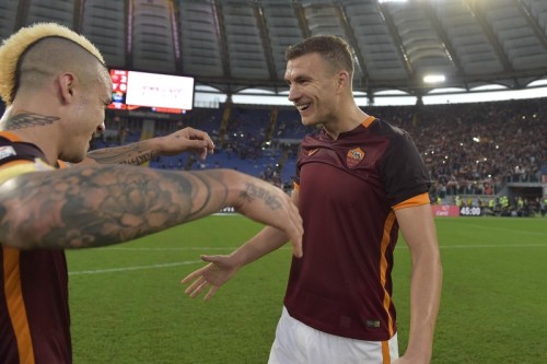 roma-lazio-nainggolan dzeko esultanza
