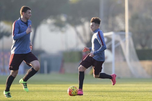el shaarawy-dzeko allenamento roma