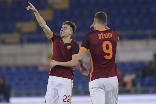 roma-frosinone.-el shaarawy dzeko gol esultanza