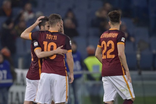 roma-frosinone.-pjanic totti el shaarawy gol esultanza