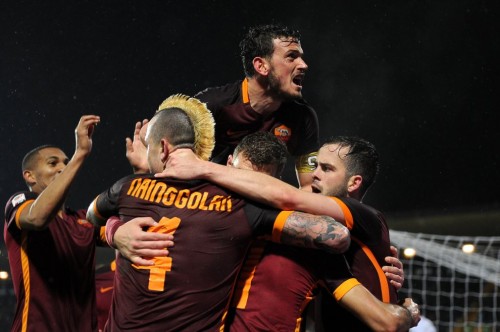 carpi-roma-dzeko salah florenzi vainqueur pjanic nainggolan gol esultanza