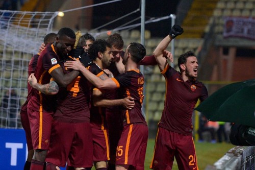 carpi roma--salah dzeko pjanic florenzi perotti rudiger nainggolan gol esultanza