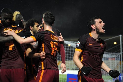 carpi-roma-salah rudiger nainggolan pjanic florenzi gol esultanza
