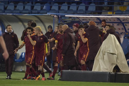 empoli-roma_el shaarawy perotti dzeko torosidis spalletti keita pjanic nainggolan salah rudiger zukanovic gol esultanza squadra