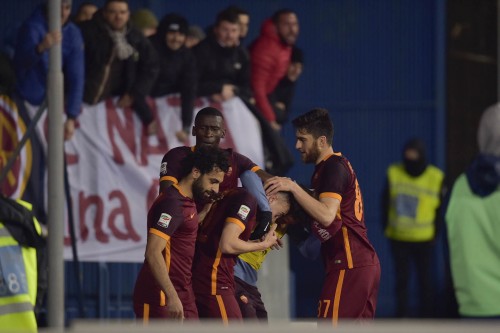 empoli-roma_salah rudiger zukanovic florenzi el shaarawy gol esultanza