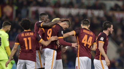 roma--palermo-dzeko manolas florenzi salah rudiger gol esultanza