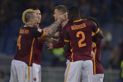 roma-palermo-dzeko rudiger salah manolas nainggolan gol esultanza