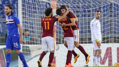 roma-sampdoria_perotti el shaarawy salah gol esultanza9