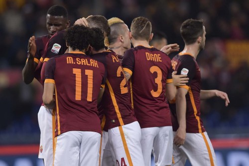 roma_palermo-dzeko florenzi digne pjanic salah rudiger nainggolan gol esultanza