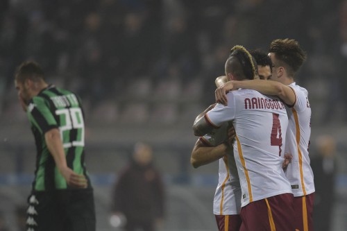 sassuolo-roma-salah nainggolan el shaarawy gol esultanza