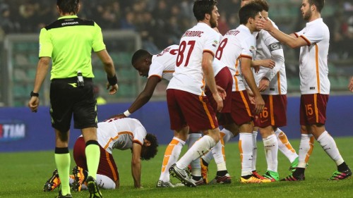 sassuolo-roma-salah zukanovic pjanic rudiger perotti gol esultanza