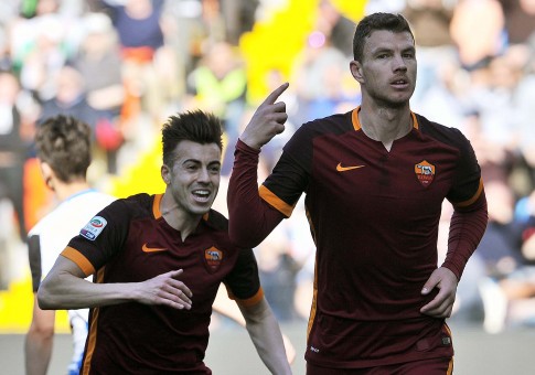 udinese-roma-dzeko gol esultanza el shaarawy