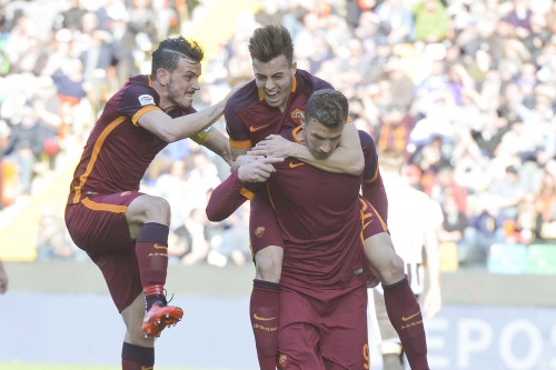 udinese-roma-dzeko el shaarawy florenzi gol esultanza