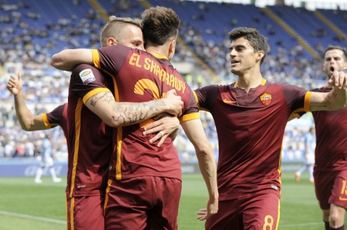 lazio-roma-el shaarawy digne perotti pjanic gol esultanza