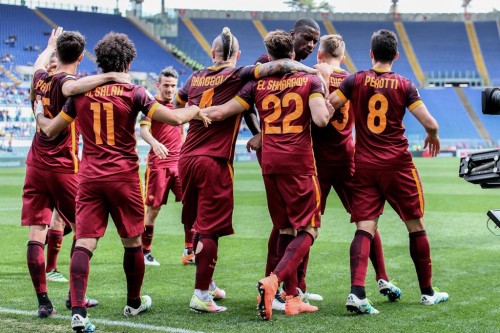 lazio-roma-perotti digne rudiger el shaarawy nainggolan florenzi salah pjanic gol esultanza