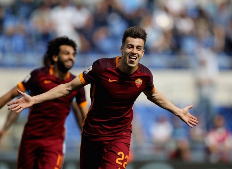 lazio.roma-el shaarawy gol esultanza salah