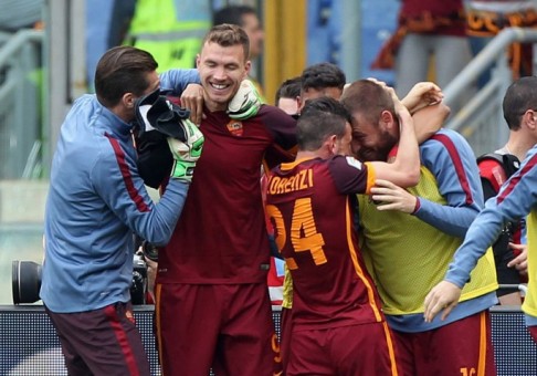 lazio.roma-florenzi derossi dzeko de sanctis gol esultanza