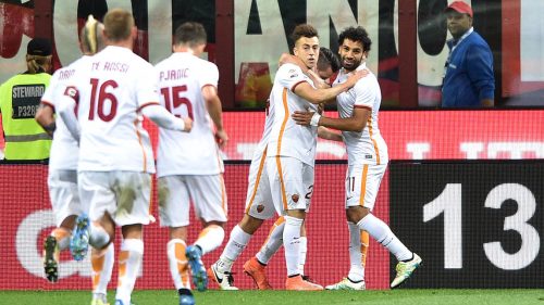 1milan-roma-el shaarawy florenzi salah pjanic nainggolan de rossi gol esultanza