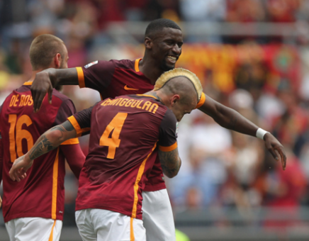 roma-chievo-nainggolan rudiger gol esultanza